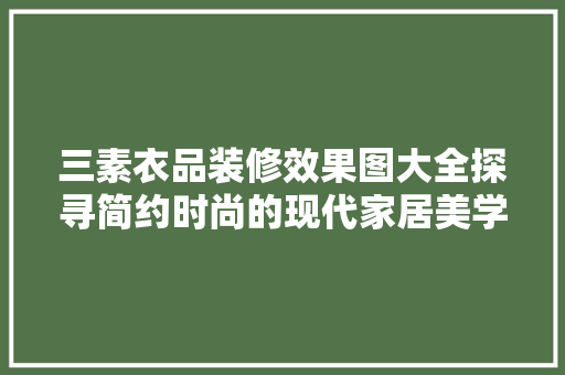 三素衣品装修效果图大全探寻简约时尚的现代家居美学