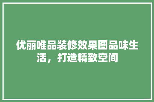 优丽唯品装修效果图品味生活，打造精致空间