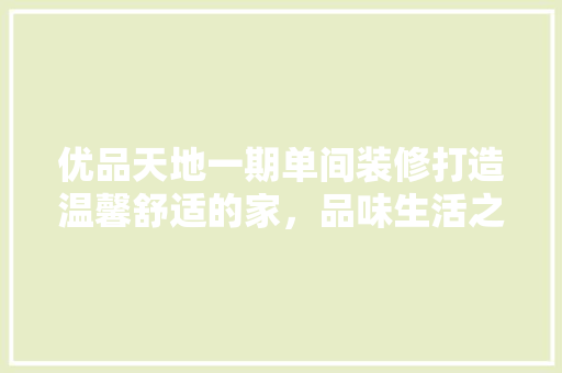 优品天地一期单间装修打造温馨舒适的家，品味生活之美