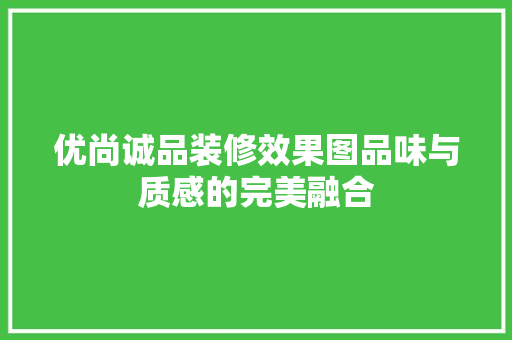 优尚诚品装修效果图品味与质感的完美融合