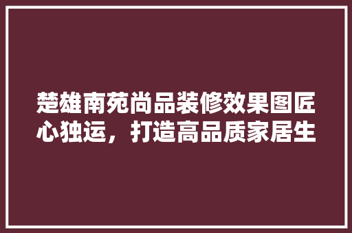 楚雄南苑尚品装修效果图匠心独运，打造高品质家居生活