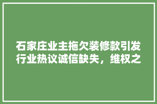 石家庄业主拖欠装修款引发行业热议诚信缺失，维权之路在何方