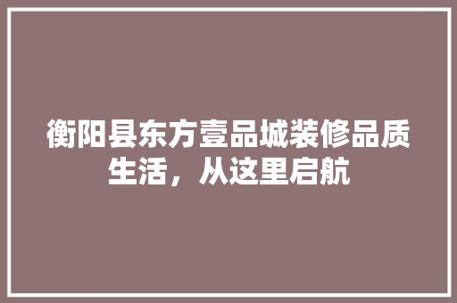 衡阳县东方壹品城装修品质生活，从这里启航