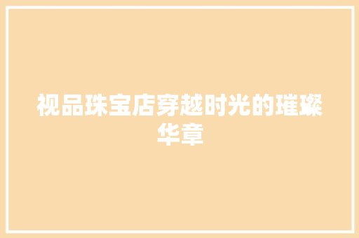 视品珠宝店穿越时光的璀璨华章