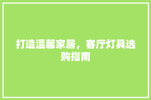 打造温馨家居，客厅灯具选购指南