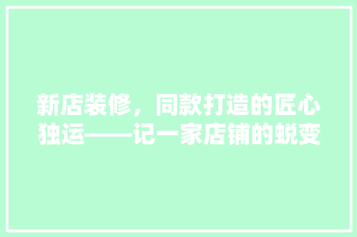 新店装修，同款打造的匠心独运——记一家店铺的蜕变之路