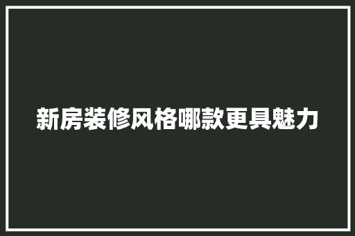 新房装修风格哪款更具魅力