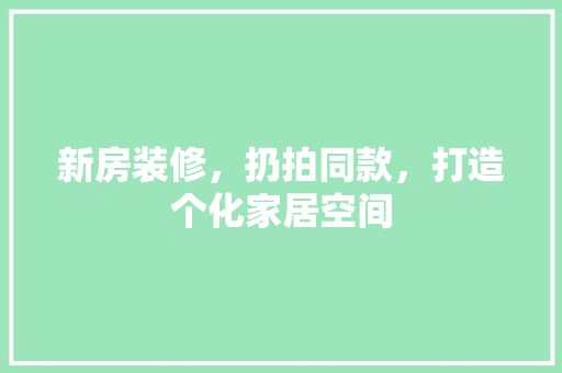 新房装修，扔拍同款，打造个化家居空间