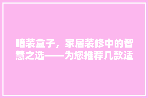 暗装盒子，家居装修中的智慧之选——为您推荐几款适用型暗装盒子