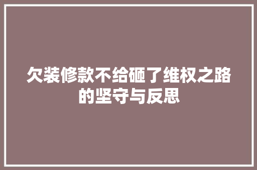 欠装修款不给砸了维权之路的坚守与反思