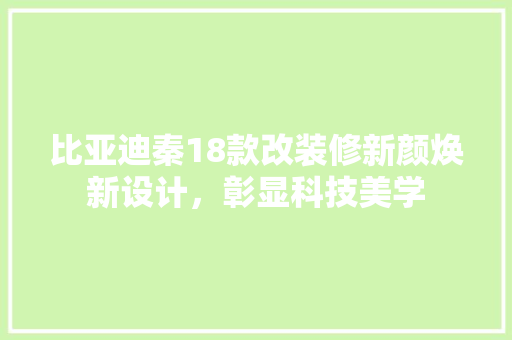 比亚迪秦18款改装修新颜焕新设计，彰显科技美学