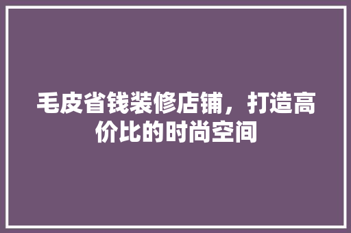 毛皮省钱装修店铺，打造高价比的时尚空间