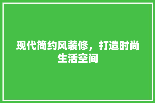 现代简约风装修，打造时尚生活空间