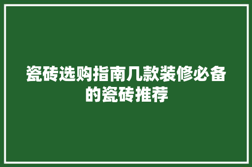 瓷砖选购指南几款装修必备的瓷砖推荐