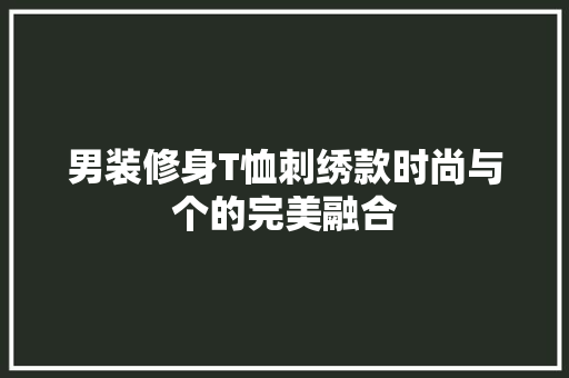 男装修身T恤刺绣款时尚与个的完美融合