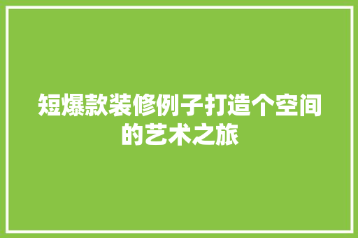 短爆款装修例子打造个空间的艺术之旅