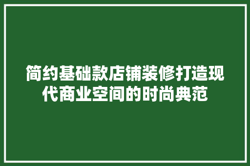 简约基础款店铺装修打造现代商业空间的时尚典范