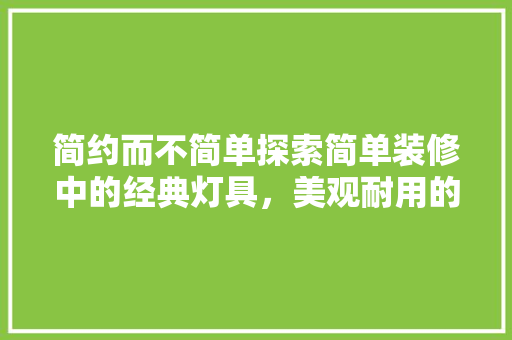 简约而不简单探索简单装修中的经典灯具，美观耐用的完美选择