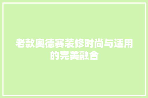 老款奥德赛装修时尚与适用的完美融合