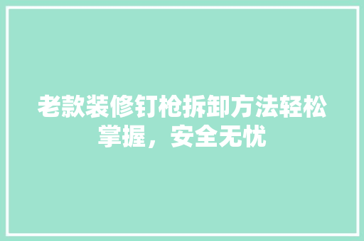 老款装修钉枪拆卸方法轻松掌握，安全无忧