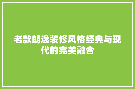 老款朗逸装修风格经典与现代的完美融合