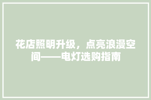 花店照明升级，点亮浪漫空间——电灯选购指南
