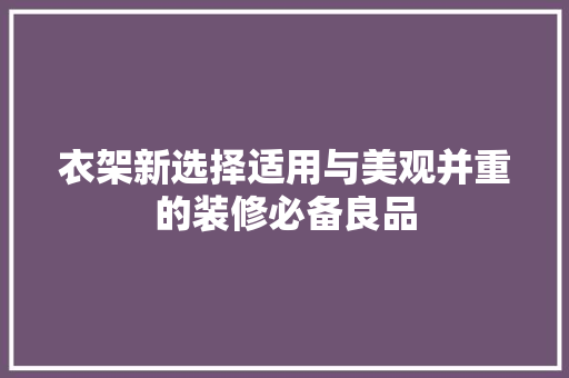 衣架新选择适用与美观并重的装修必备良品