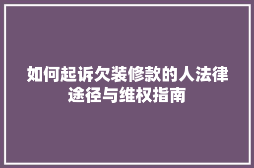如何起诉欠装修款的人法律途径与维权指南