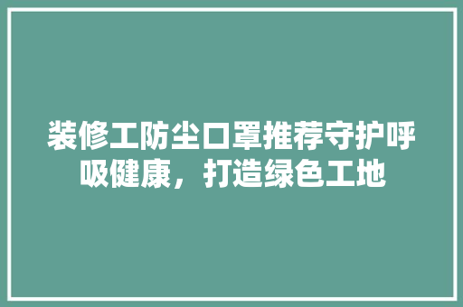 装修工防尘口罩推荐守护呼吸健康，打造绿色工地