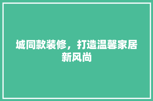 城同款装修，打造温馨家居新风尚