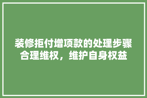 装修拒付增项款的处理步骤合理维权，维护自身权益