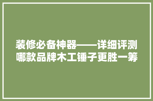 装修必备神器——详细评测哪款品牌木工锤子更胜一筹