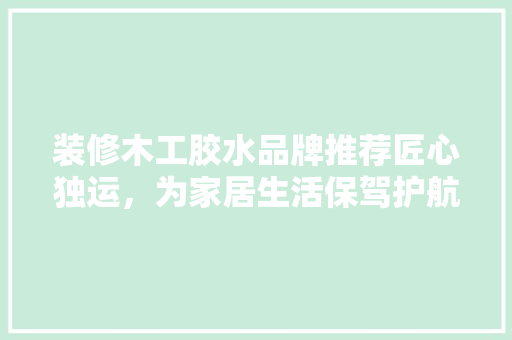 装修木工胶水品牌推荐匠心独运，为家居生活保驾护航