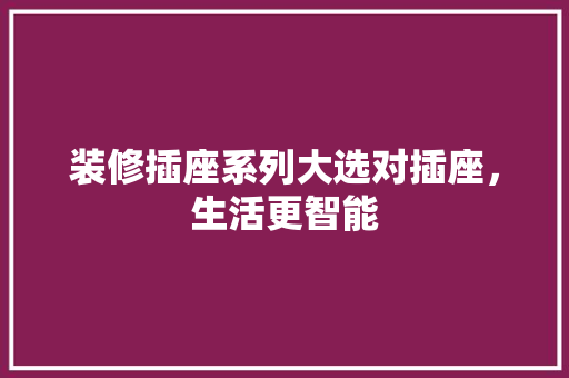 装修插座系列大选对插座，生活更智能