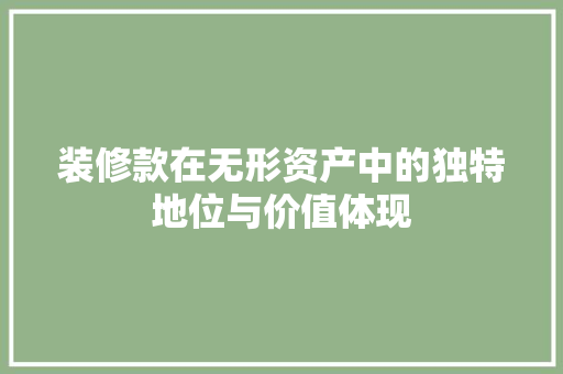 装修款在无形资产中的独特地位与价值体现
