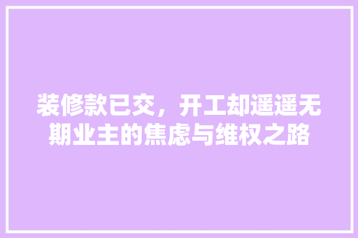 装修款已交，开工却遥遥无期业主的焦虑与维权之路