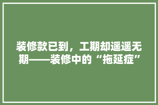 装修款已到，工期却遥遥无期——装修中的“拖延症”