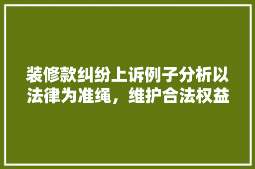 装修款纠纷上诉例子分析以法律为准绳，维护合法权益