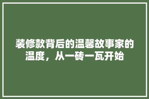 装修款背后的温馨故事家的温度，从一砖一瓦开始