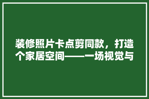 装修照片卡点剪同款，打造个家居空间——一场视觉与功能的完美邂逅
