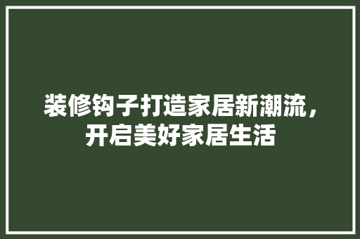 装修钩子打造家居新潮流，开启美好家居生活