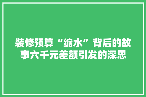 装修预算“缩水”背后的故事六千元差额引发的深思