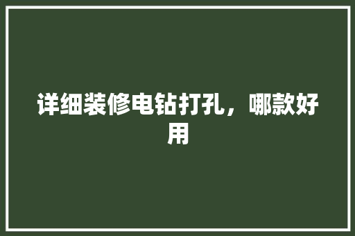 详细装修电钻打孔，哪款好用