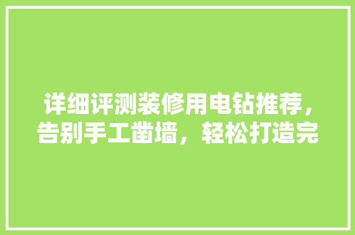 详细评测装修用电钻推荐，告别手工凿墙，轻松打造完美家居