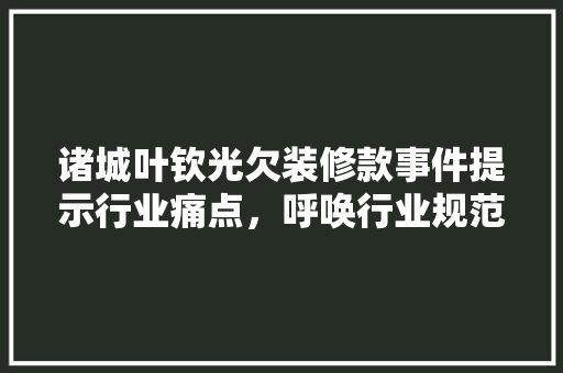诸城叶钦光欠装修款事件提示行业痛点，呼唤行业规范