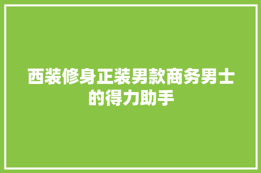 西装修身正装男款商务男士的得力助手