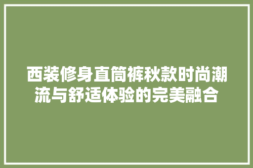 西装修身直筒裤秋款时尚潮流与舒适体验的完美融合