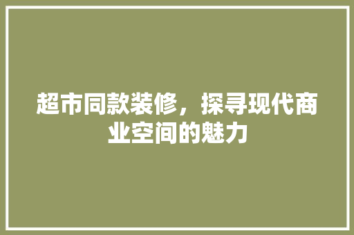 超市同款装修，探寻现代商业空间的魅力