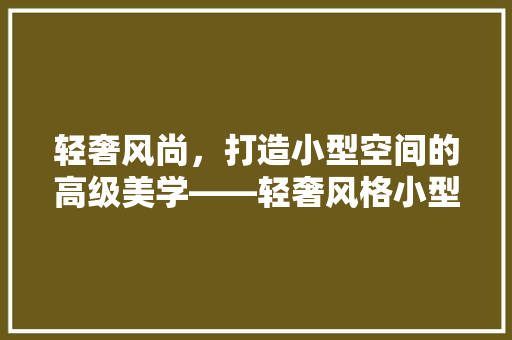轻奢风尚，打造小型空间的高级美学——轻奢风格小型装修
