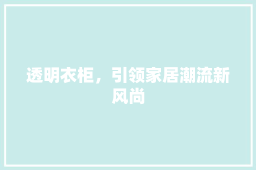 透明衣柜，引领家居潮流新风尚